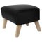 Black Leather and Natural Oak My Own Chair Footstool from by Lassen 1