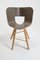 Elfenbeinfarbener und schwarzer Tria Holz Stuhl mit 4 Beinen und gestreiftem Sitz von Colé Italia 4