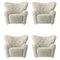 Green Tea Sheepskin the Tired Man Lounge Chair from by Lassen, Set of 4 1