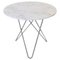 White Carrara Marble and Steel Dining O Table by Ox Denmarq 1