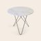 White Carrara Marble and Steel Dining O Table by Ox Denmarq 2