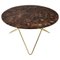 Brown Emperador Marble and Brass O Table by Ox Denmarq 1