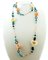 Long 9K Gold and Silver Necklace with Turquoise Rock Crystal Pearls and Calcedony 2