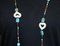 Long 9K Gold and Silver Necklace with Turquoise Rock Crystal Pearls and Calcedony 4