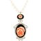 Beaded Pendant Necklace in White Gold with Diamonds Emerald Onyx Pearl and Pink Coral Flower, Image 2