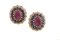 Gold Earrings with Diamonds Blue Sapphires and Rubies, Image 1