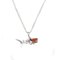 Shark Shaped Pendant Necklace in 18K White Gold with Red Coral 2