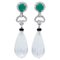 Platinum Dangle Earrings with Green Agate Onyx Diamonds and Rock Crystal 1