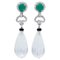 Platinum Dangle Earrings with Green Agate Onyx Diamonds and Rock Crystal, Image 1