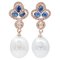 Aretes colgantes en oro rosa de 14 quilates con diamantes y perlas de zafiros azules, Imagen 1