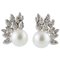 Boucles d'Oreilles Artisanales en Or Blanc 14K avec Perles des Mers du Sud et Diamants 1