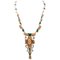 Roségold und Silber Glieder Halskette mit Diamanten Smaragden und Gravierten Orangen Korallen 1