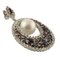 Aretes colgantes de oro blanco con perlas marinas blancas, diamantes, rubíes y zafiros azules, Imagen 4