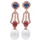 Dangle Earrings in 14K Rose Gold with Pearls Rubies Sapphires and Diamonds 1