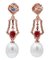 Dangle Earrings in 14K Rose Gold with Pearls Rubies Sapphires and Diamonds, Image 3