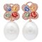 14K Rose Gold Earrings with White Pearls Sapphires and Diamonds 1