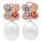 Boucles d'Oreilles en Or Rose 14K avec Perles Blanches, Saphirs et Diamants 1