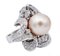 14K White Gold Ring with Pearl and Diamonds, Image 2