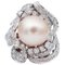 14K White Gold Ring with Pearl and Diamonds 1