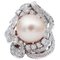 Anello in oro bianco 14K con perla e diamanti, Immagine 1
