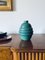 Vaso Art Déco in ceramica turchese, Francia, anni '40, Immagine 14