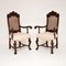Antique Victorian Armchairs in Carved Walnut, Set of 2 1
