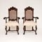 Antique Victorian Armchairs in Carved Walnut, Set of 2 2