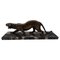 Art Deco Sculpture of a Panther in Bronze & Marble by Irénée Rochard, France, 1930s, Image 1