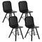 Black Leather Tria Simple Chair Upholstered by Colé Italia, Set of 4 1