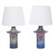 Tall Mid-Century Modern Danish Blue Table Lamps from Soholm, Set of 2, Image 1