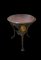 Round Cast Iron Structure Coffee Table With Golden Medallions, Wooden Top & Leather 2