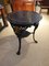 Round Cast Iron Structure Coffee Table With Golden Medallions, Wooden Top & Leather 10