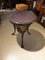 Round Cast Iron Structure Coffee Table With Golden Medallions, Wooden Top & Leather 13
