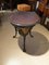 Round Cast Iron Structure Coffee Table With Golden Medallions, Wooden Top & Leather, Image 13