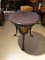Round Cast Iron Structure Coffee Table With Golden Medallions, Wooden Top & Leather 14