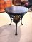Round Cast Iron Structure Coffee Table With Golden Medallions, Wooden Top & Leather 11
