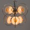 Lámpara de araña italiana era espacial de cristal de Murano cromado de Mazzega, años 70, Imagen 4