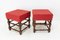 French Louis XIII Style Stools or Ottoman Poufs, 1950s, Set of 2 3