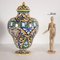 Neo-renaissance Style Polychrome Majolica Vases With Lids, Set of 4, Image 2