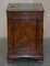 Burr Elm with Green Leather Top Side Cupboard for Hiding Printer Part of Suite, Image 9