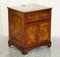 Burr Elm with Green Leather Top Side Cupboard for Hiding Printer Part of Suite, Image 1