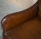 Butacas victorianas antiguas de cuero marrón con patas talladas. Juego de 2, Imagen 8
