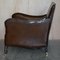 Antique Victorian Cigar Brown Leather Armchairs with Carved Legs, Set of 2 17