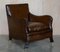 Antique Victorian Cigar Brown Leather Armchairs with Carved Legs, Set of 2 18