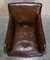 Antique Victorian Cigar Brown Leather Armchairs with Carved Legs, Set of 2, Image 5