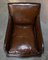 Antique Victorian Cigar Brown Leather Armchairs with Carved Legs, Set of 2 20