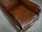 Antique Victorian Cigar Brown Leather Armchairs with Carved Legs, Set of 2 6