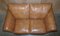Contemporary Tan Brown Leather Two Seat Sofa & Matching Armchair, Set of 2 6