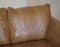 Contemporary Tan Brown Leather Two Seat Sofa & Matching Armchair, Set of 2 4