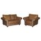 Contemporary Tan Brown Leather Two Seat Sofa & Matching Armchair, Set of 2, Image 1